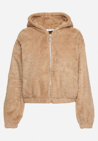 Lyla –  Warm teddy jack met rits en capuchon voor dames