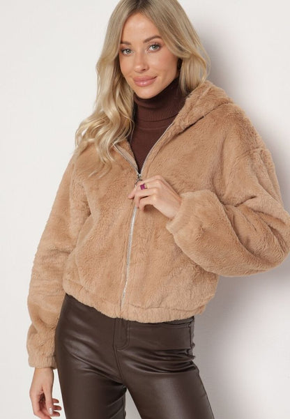 Lyla –  Warm teddy jack met rits en capuchon voor dames