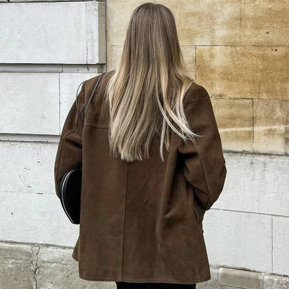 Sierra | Bruine suède blazer voor dames