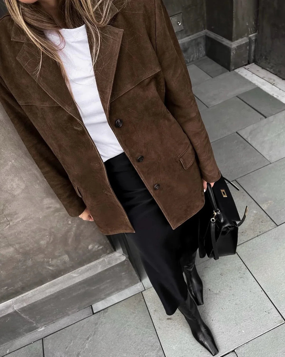 Sierra | Bruine suède blazer voor dames