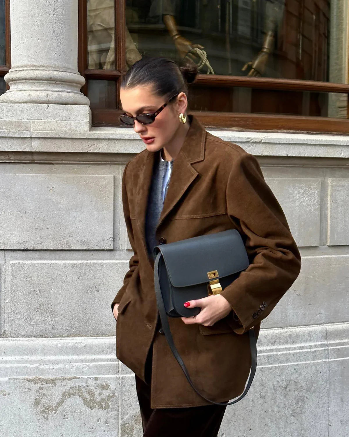 Sierra | Bruine suède blazer voor dames