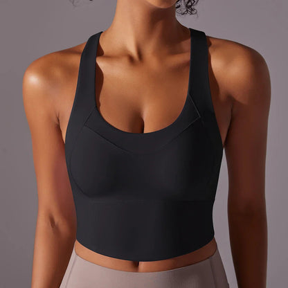 Melanie | Ademende Stretch Sportbh met Racerback en Scoop Neck