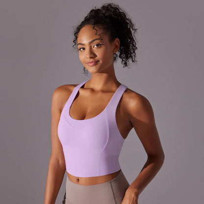 Melanie | Ademende Stretch Sportbh met Racerback en Scoop Neck