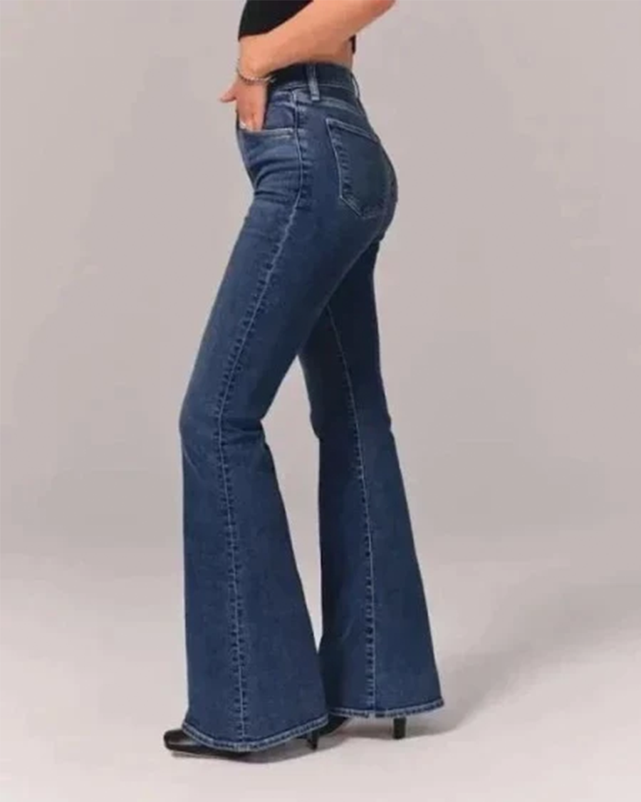 Maddison | Dames Flared Jeans met Hoge Taille in Stretch Denim