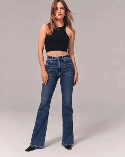 Maddison | Dames Flared Jeans met Hoge Taille in Stretch Denim