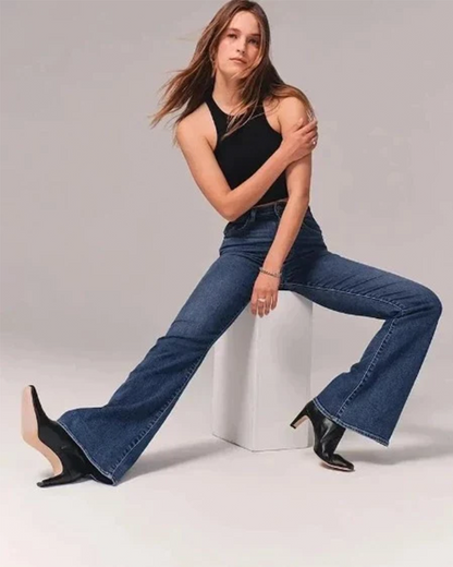 Maddison | Dames Flared Jeans met Hoge Taille in Stretch Denim