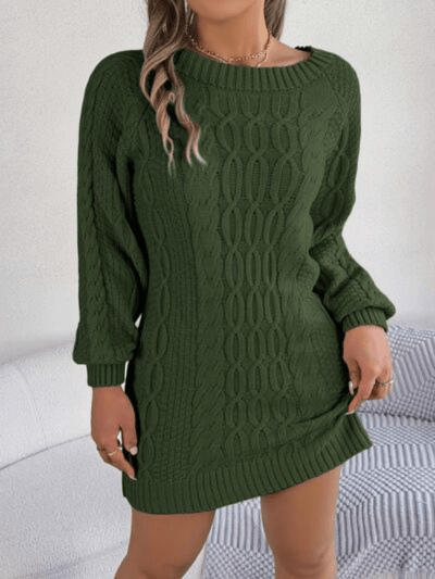 Harmony | Kabelgebreide Sweaterjurk Met Ronde Hals | Jumper Vest