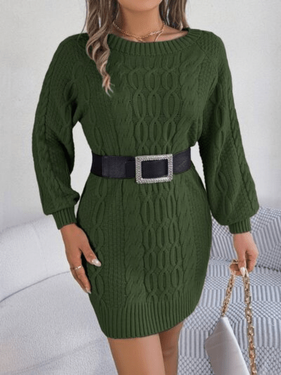 Harmony | Kabelgebreide Sweaterjurk Met Ronde Hals | Jumper Vest