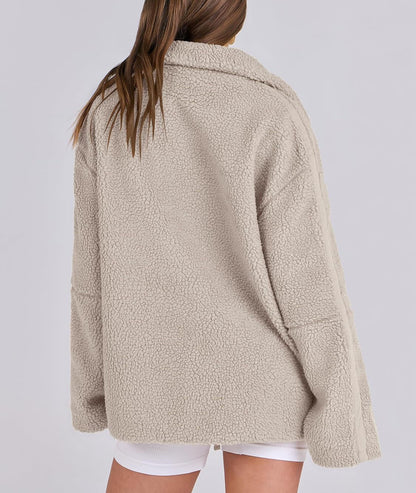 Curille | Oversized Teddy Fleece Jas met Opstaande Kraag