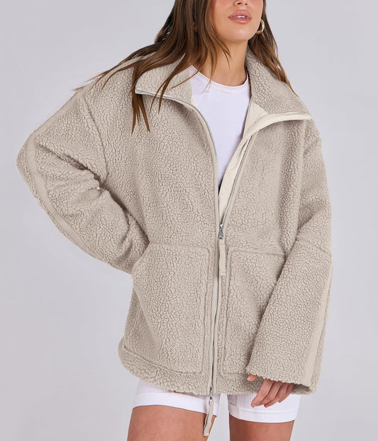 Curille | Oversized Teddy Fleece Jas met Opstaande Kraag