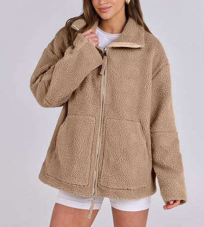 Curille | Oversized Teddy Fleece Jas met Opstaande Kraag