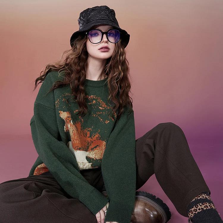 Josje | Luxe Gebreide Pullover met 2000s Grafische Print