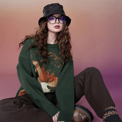 Josje | Luxe Gebreide Pullover met 2000s Grafische Print