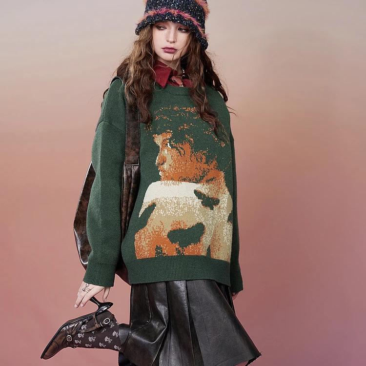 Josje | Luxe Gebreide Pullover met 2000s Grafische Print