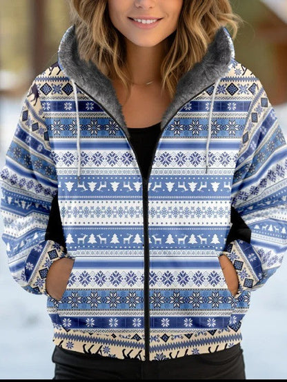 Mila | Dames Winterjas met Ethnic Print en Fleece