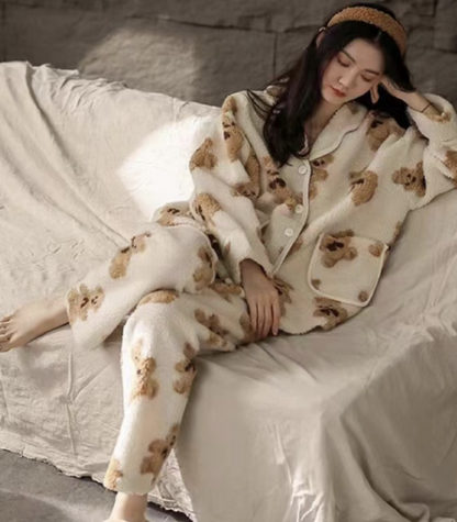 Clio | Dames Teddy Beer Fleece Pyjama Set