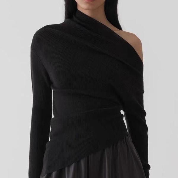Lexi | Asymmetrische Gebreide Trui met Schouderdetail