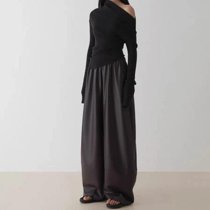 Lexi | Asymmetrische Gebreide Trui met Schouderdetail