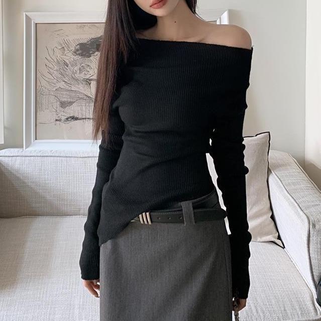 Lexi | Asymmetrische Gebreide Trui met Schouderdetail