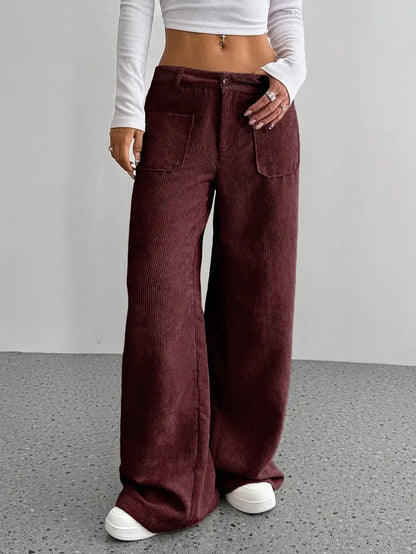 Tiff - Stijlvolle Corduroy Herfst Broek Met Wijde Pijpen