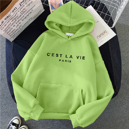 Layla | Dames Losse Fit Hoodie Katoen 'C'est La Vie' Print