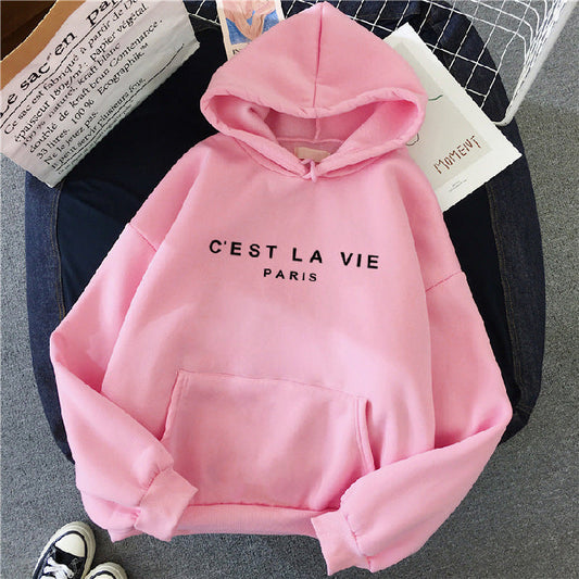 Layla | Dames Losse Fit Hoodie Katoen 'C'est La Vie' Print