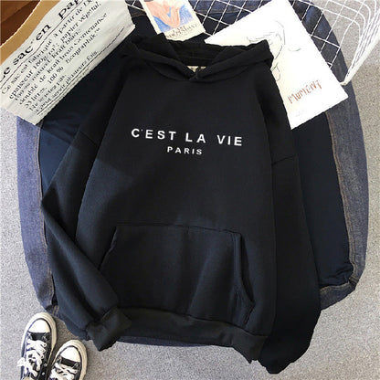 Layla | Dames Losse Fit Hoodie Katoen 'C'est La Vie' Print