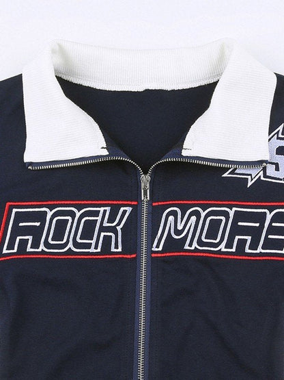 Billie | Crop Moto-jack in Stretchstof met Logo