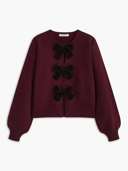 Lucille | Dames gebreide herfst trui met strik