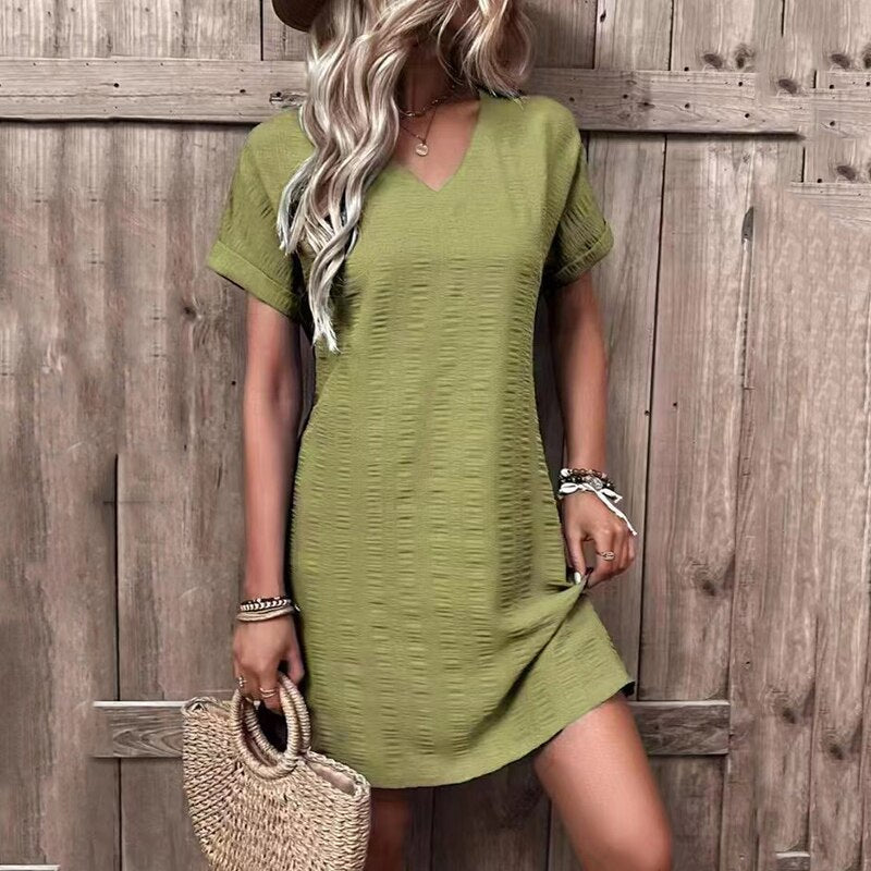PEARL – Mini-jurk met Smalle V-Hals