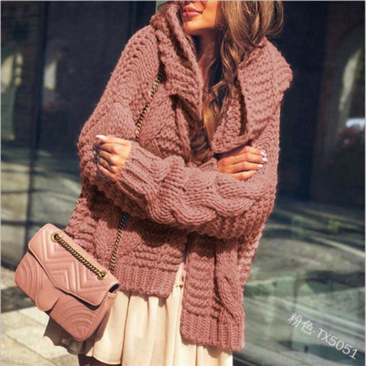 Lina | Dames Cardigan – Wolmix – Grof Kabelbreiwerk Oversized