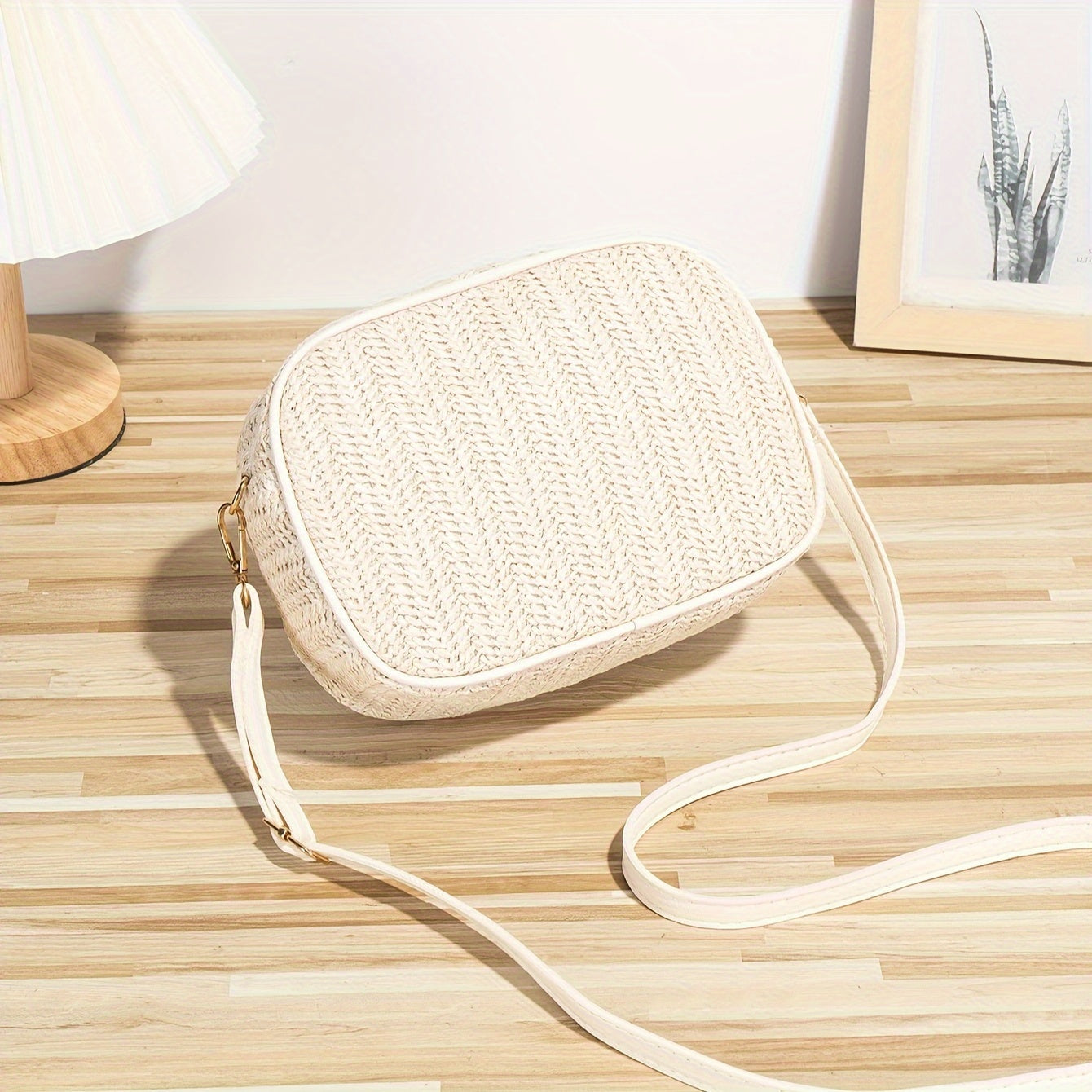 Gia | Geweven Crossbody Tas – Zomerse Raffia Schoudertas