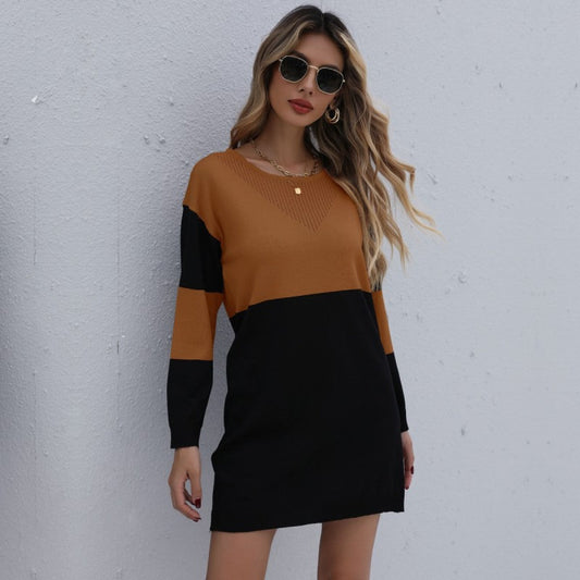 Belia | Chique Gebreide Colorblock Jurk | Julie Mae