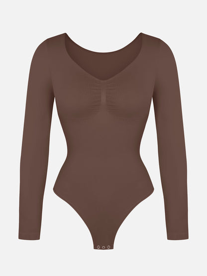 Tammy | Naadloze Bodysuit Lange Mouw Beige