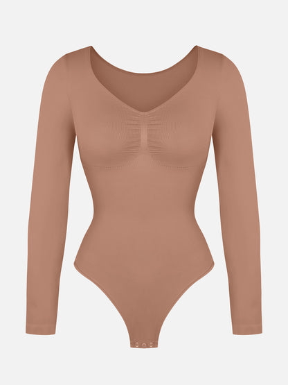Tammy | Naadloze Bodysuit Lange Mouw Beige