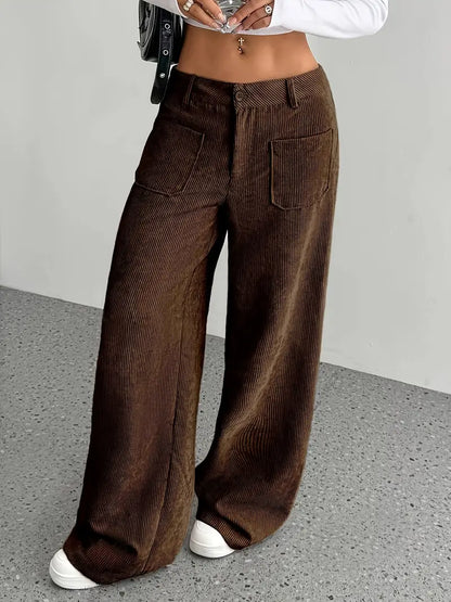 Tiff - Stijlvolle Corduroy Herfst Broek Met Wijde Pijpen