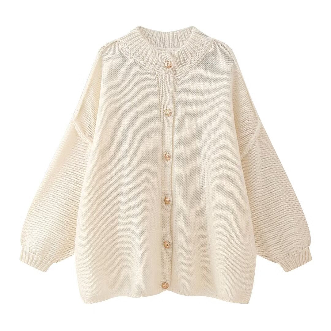 Bailey | Stijlvol Handgemaakt Oversized Gebreid Vest van Wolmix met Knopen