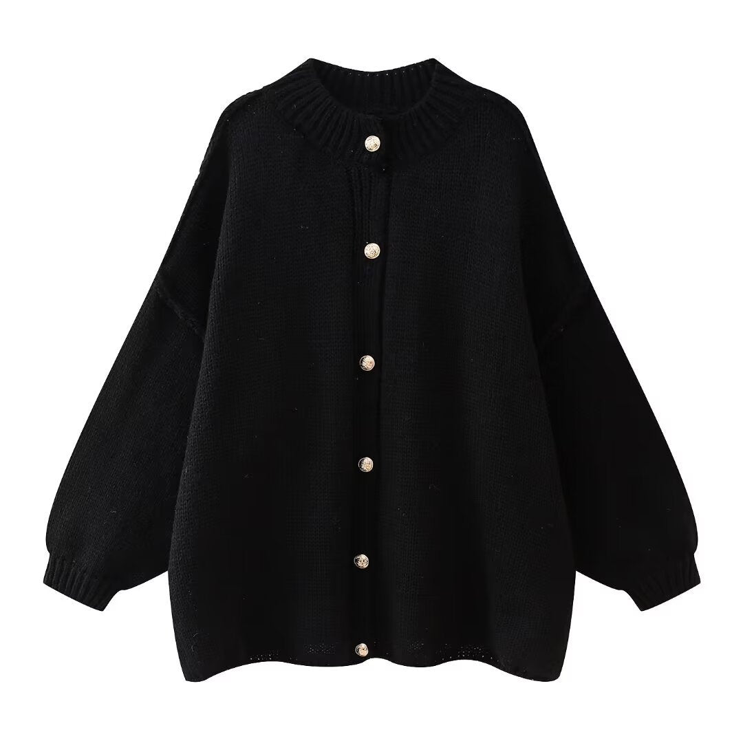 Bailey | Stijlvol Handgemaakt Oversized Gebreid Vest van Wolmix met Knopen