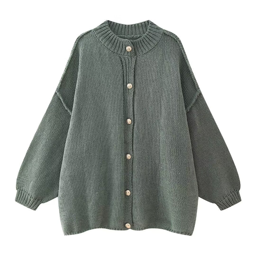 Bailey | Stijlvol Handgemaakt Oversized Gebreid Vest van Wolmix met Knopen