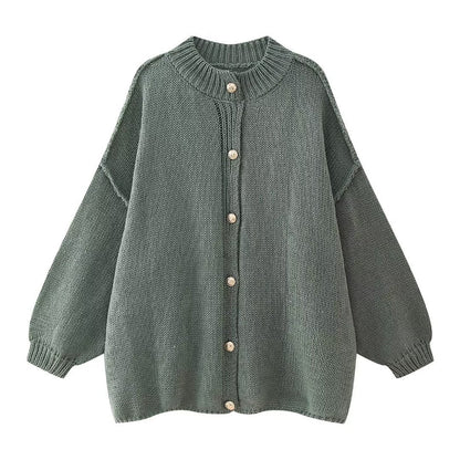 Bailey | Stijlvol Handgemaakt Oversized Gebreid Vest van Wolmix met Knopen