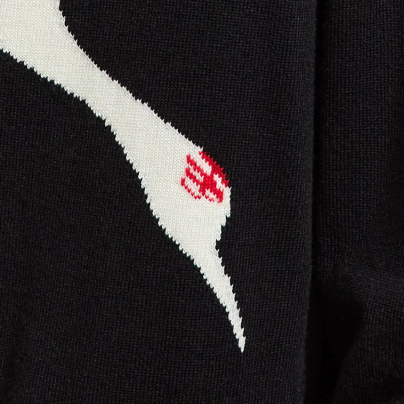 Nynke |  Jacquard Trui met Zwanenprint in Wolmix