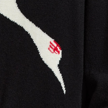 Nynke |  Jacquard Trui met Zwanenprint in Wolmix