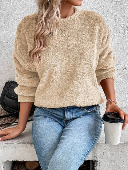 PEGGY | Teddy Fleece Sweater Met Relaxed Fit