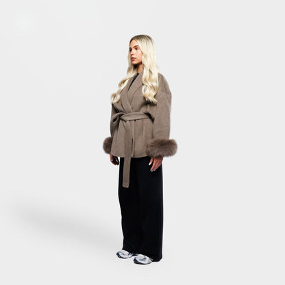 Vicky | Luxe Dames Winterjas met Faux Fur en Elegante Tailleceintuur