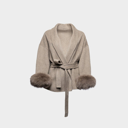 Vicky | Luxe Dames Winterjas met Faux Fur en Elegante Tailleceintuur