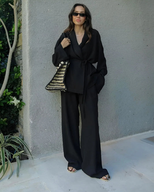 YASMINE | Linnen Kimono Set met Minimalistische Elegantie