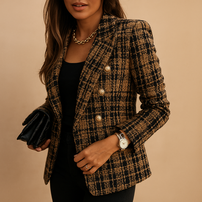 Kimber | Geruite double-breasted blazer voor dames