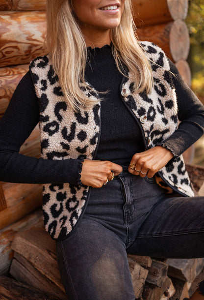 Maxe | Stoere Bodywarmer Met Luipaardprint