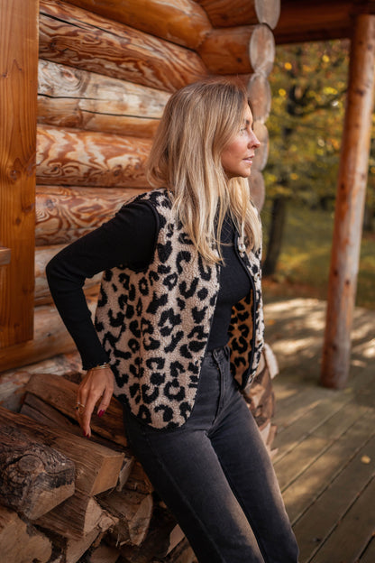 Maxe | Stoere Bodywarmer Met Luipaardprint