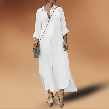 Zelda - Elegante lange linnen Zomer jurk voor dames